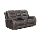 Happy Homes Ashley Reclining Leather Look Loveseat with Console Ashley-Grey-L IMAGE 2