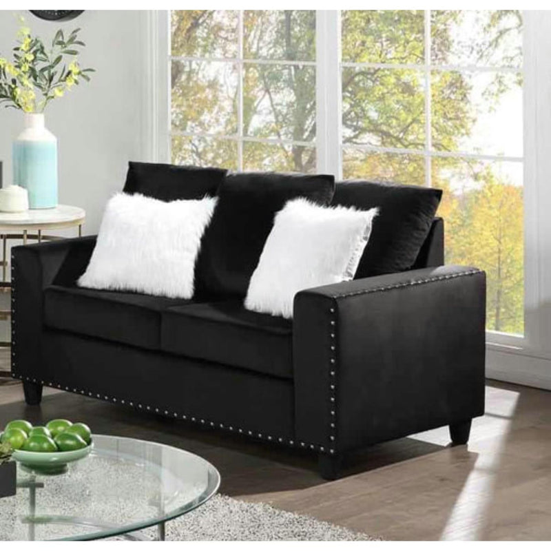 Happy Homes Cinderella Stationary Fabric Loveseat Cinderella Black IMAGE 1