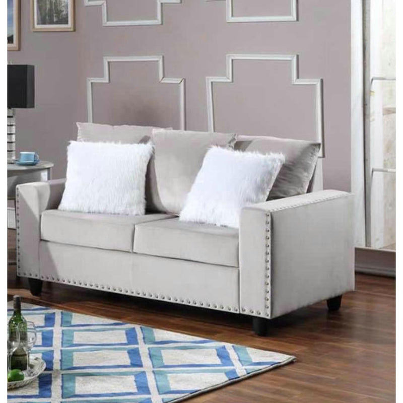 Happy Homes Cinderella Stationary Fabric Loveseat Cinderella Silver IMAGE 1