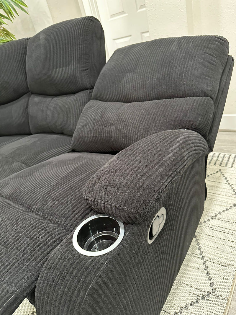 Empire Fabric Sectional Sofa In Black
