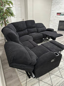 Empire Fabric Sectional Sofa In Black