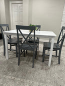 Solid Wood Dining Table White Table with Grey Chairs Clearance