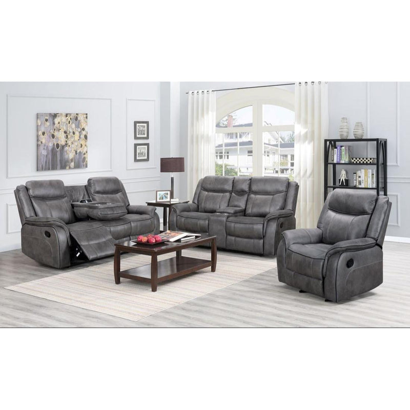 Happy Homes Abigail Reclining Fabric Sofa Abigail Reclining Sofa - Grey IMAGE 2