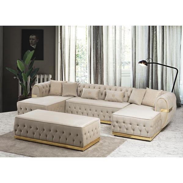 Nova Wholesale Furniture Jester Fabric 3 pc Sectional JESTER-CREAM IMAGE 3