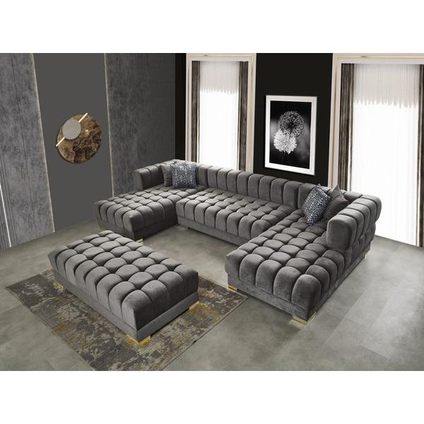Nova Wholesale Furniture Ariana Fabric 3 pc Sectional ARIANA-GRAY IMAGE 3