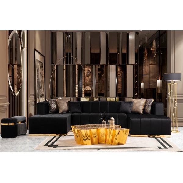 Nova Wholesale Furniture Elisha Fabric 3 pc Sectional ELISHA-BLACK IMAGE 1