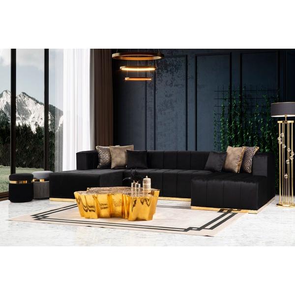 Nova Wholesale Furniture Elisha Fabric 3 pc Sectional ELISHA-BLACK IMAGE 2