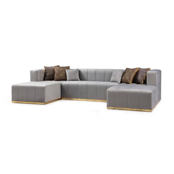 Nova Wholesale Furniture Elisha Fabric 3 pc Sectional ELISHA-GRAY IMAGE 1