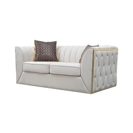 Nova Wholesale Furniture Dream Stationary Fabric Loveseat Dream Loveseat - Ivory IMAGE 2