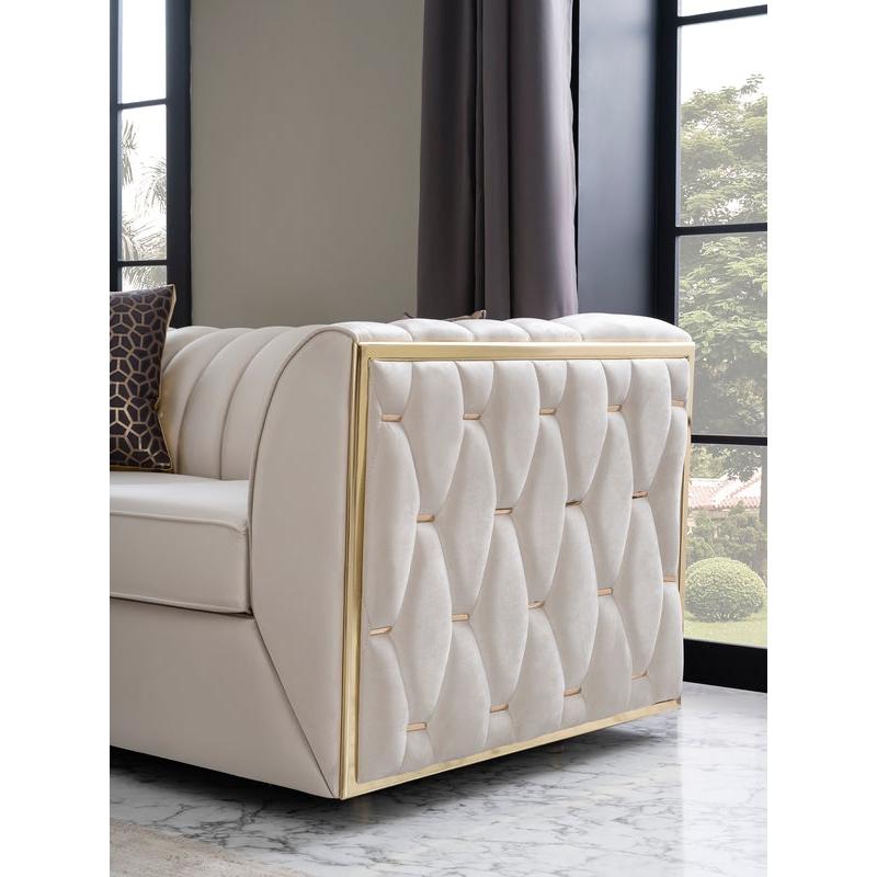 Nova Wholesale Furniture Dream Stationary Fabric Loveseat Dream Loveseat - Ivory IMAGE 3