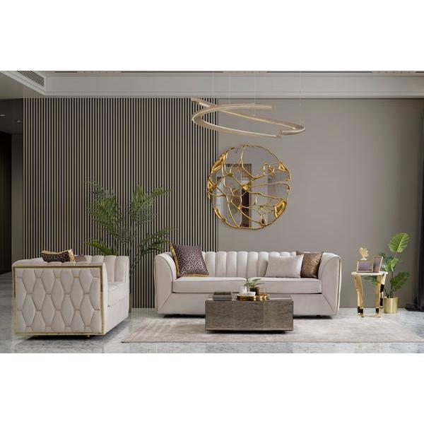 Nova Wholesale Furniture Dream Stationary Fabric Loveseat Dream Loveseat - Ivory IMAGE 4