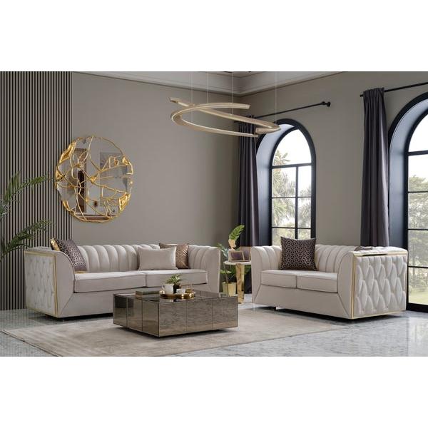 Nova Wholesale Furniture Dream Stationary Fabric Loveseat Dream Loveseat - Ivory IMAGE 5