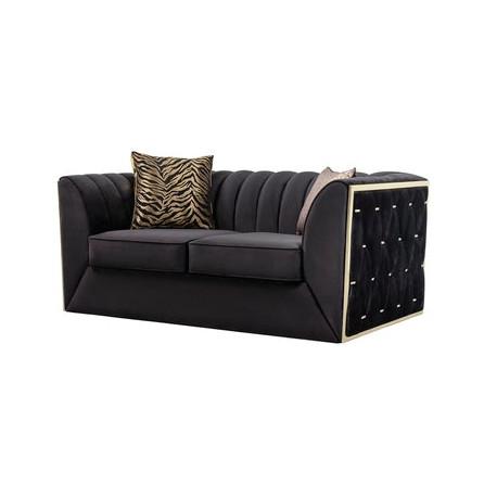 Nova Wholesale Furniture Dream Stationary Fabric Loveseat Dream Loveseat - Black IMAGE 2