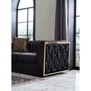 Nova Wholesale Furniture Dream Stationary Fabric Loveseat Dream Loveseat - Black IMAGE 3