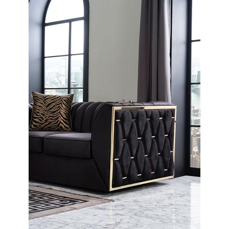 Nova Wholesale Furniture Dream Stationary Fabric Loveseat Dream Loveseat - Black IMAGE 3