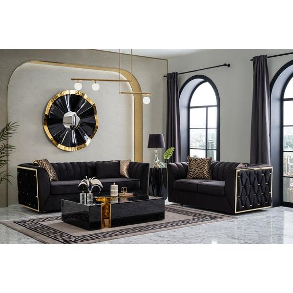 Nova Wholesale Furniture Dream Stationary Fabric Loveseat Dream Loveseat - Black IMAGE 5