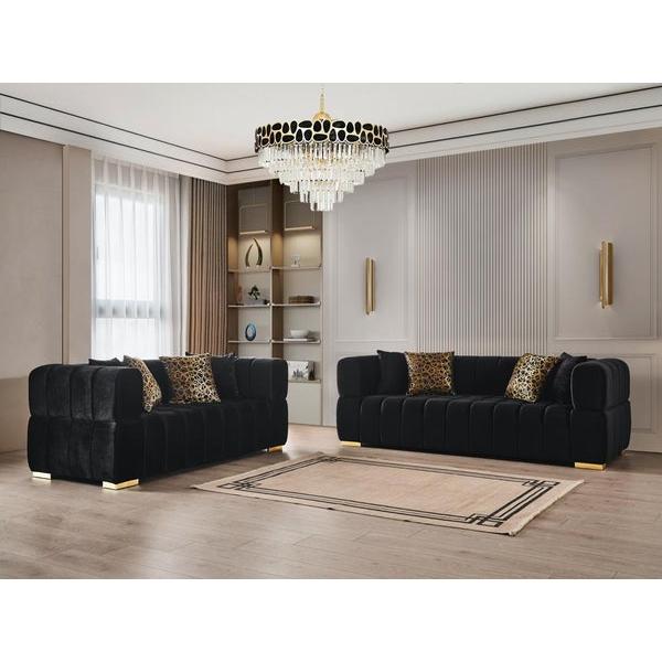 Nova Wholesale Furniture Ariana Stationary Fabric Loveseat Ariana Loveseat - Black IMAGE 6
