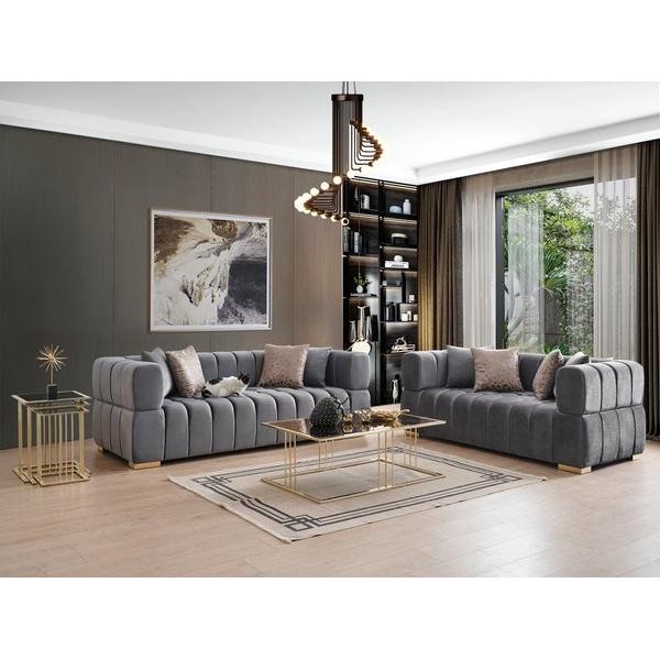 Nova Wholesale Furniture Ariana Stationary Fabric Loveseat Ariana Loveseat - Grey IMAGE 7