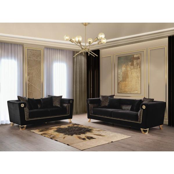 Nova Wholesale Furniture Diamond Stationary Fabric Loveseat Diamond Loveseat - Black IMAGE 7