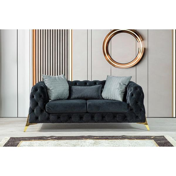 Nova Wholesale Furniture Iris Stationary Fabric Loveseat Iris Loveseat - Charcoal IMAGE 1