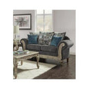 Nova Wholesale Furniture Stationary Fabric Loveseat 7200-GREY Loveseat - Grey & Turquoise IMAGE 1