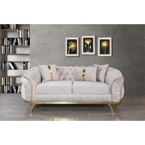 Nova Wholesale Furniture Ciara Stationary Fabric Loveseat Ciara Loveseat - Ivory IMAGE 5