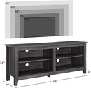 Classic 4 Cubby TV Stand for TVs up to 65 Inches, 58 Inch Charcoal