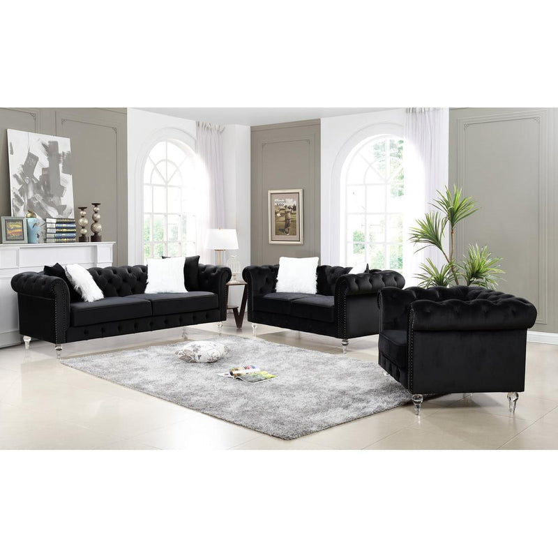 Happy Homes Manchester Stationary Fabric Sofa Manchester Sofa - Black IMAGE 3