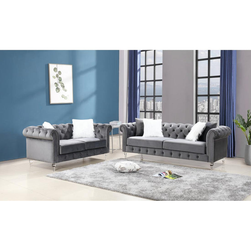 Happy Homes Manchester Stationary Fabric Loveseat Manchester Loveseat - Grey IMAGE 2