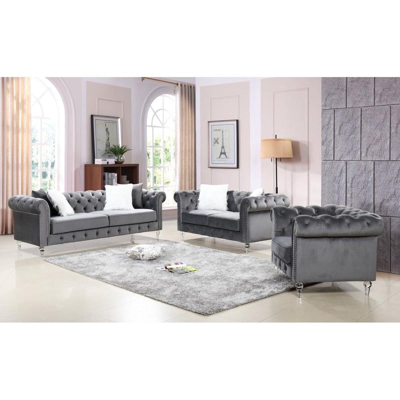 Happy Homes Manchester Stationary Fabric Loveseat Manchester Loveseat - Grey IMAGE 3