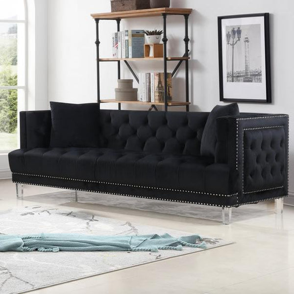 Happy Homes Lucas Stationary Fabric Sofa Lucas Sofa - Black IMAGE 1