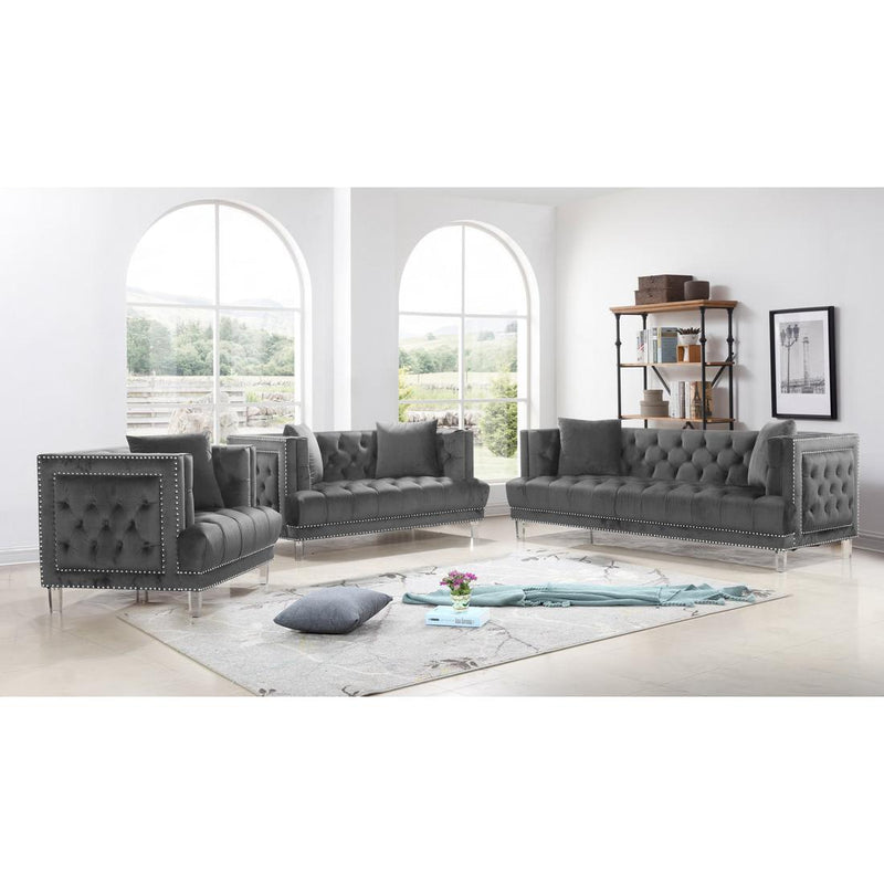 Happy Homes Lucas Stationary Fabric Loveseat Lucas Loveseat - Grey IMAGE 2