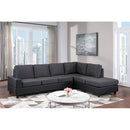 Happy Homes Wow Fabric and Leather Look Sectional Wow - Black IMAGE 1