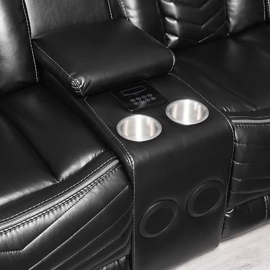 New Era Innovations Lucky Charm Reclining Leather Air 3 pc Sectional Lucky Charm S2021 Reclining Sectional - Black IMAGE 2