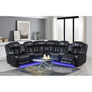New Era Innovations Lucky Charm Reclining Leather Air 3 pc Sectional Lucky Charm S2021 Reclining Sectional - Black IMAGE 4
