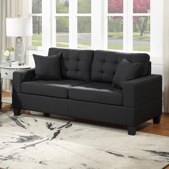 Happy Homes Stationary Fabric Sofa HH3355 Sofa - Black IMAGE 1