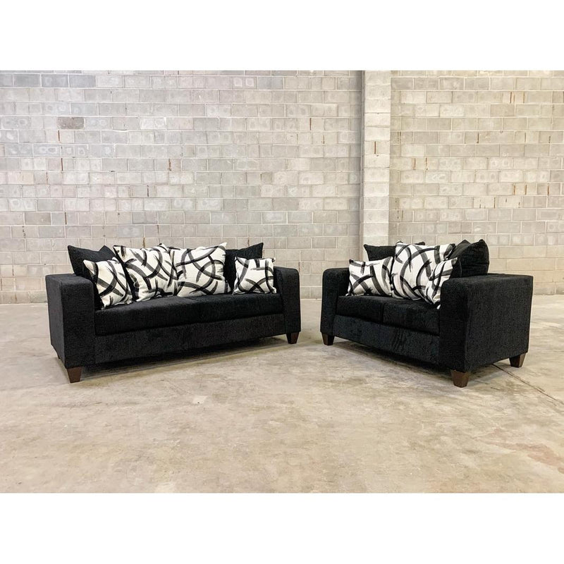 Happy Homes Stationary Fabric Sofa 110 Black Sofa IMAGE 3