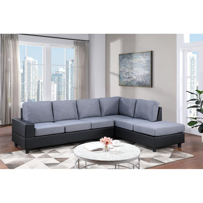Happy Homes Wow Fabric 3 pc Sectional Wow - Grey IMAGE 1