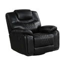 Happy Homes Galveston Swivel Rocker Leather Look Recliner Galveston Recliner - Black IMAGE 1