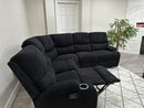 Empire Fabric Sectional Sofa In Black