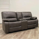 Happy Homes Oscar Reclining Fabric Loveseat with Console Oscar Reclining Loveseat - Grey/Brown IMAGE 1