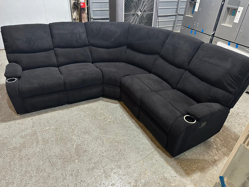 Empire Fabric Sectional Sofa In Black