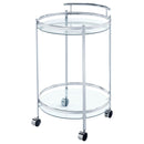 Coaster Furniture Chrissy 181367 Round Glass Bar Cart - Chrome IMAGE 3
