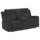 Coaster Furniture Brentwood Reclining Fabric Loveseat with Console 610285 IMAGE 1