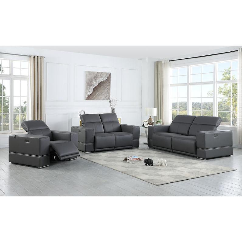 New Era Innovations Franco Power Reclining Leather Sofa Franco MI-1122 Power Sofa - Dark Grey IMAGE 2