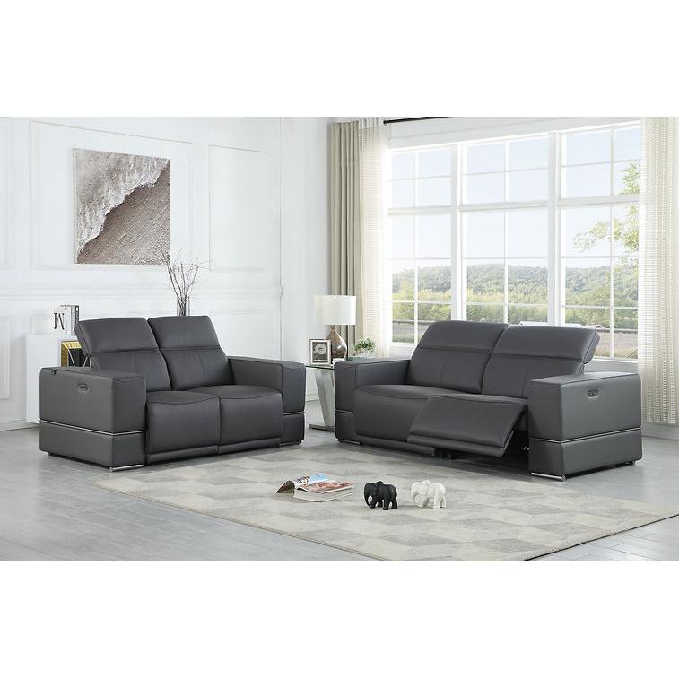 New Era Innovations Franco Power Reclining Leather Sofa Franco MI-1122 Power Sofa - Dark Grey IMAGE 3