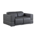 New Era Innovations Franco Power Reclining Leather Loveseat Franco MI-1122 Power Loveseat - Dark Grey IMAGE 1