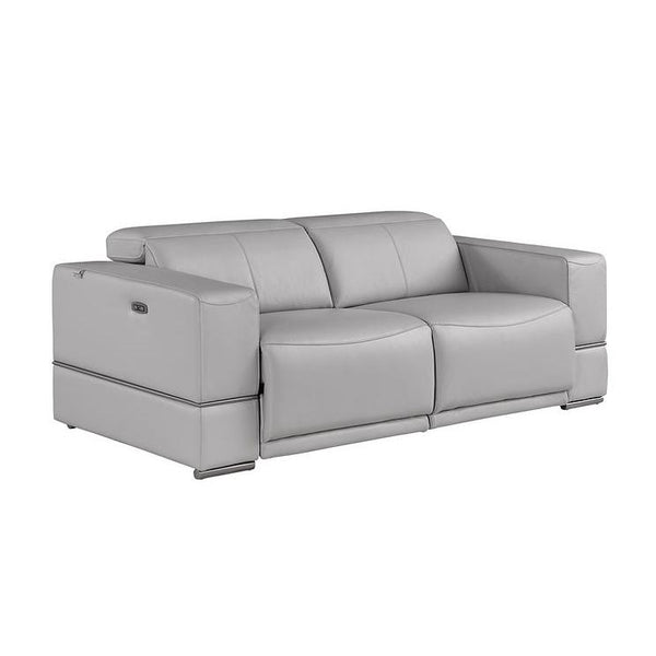New Era Innovations Franco Power Reclining Leather Sofa Franco MI-1122 Power Sofa - Light Grey IMAGE 1