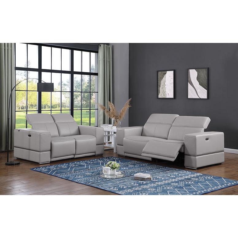 New Era Innovations Franco Power Reclining Leather Sofa Franco MI-1122 Power Sofa - Light Grey IMAGE 3
