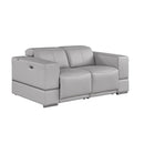 New Era Innovations Franco Power Reclining Leather Loveseat Franco MI-1122 Power Loveseat - Light Grey IMAGE 1